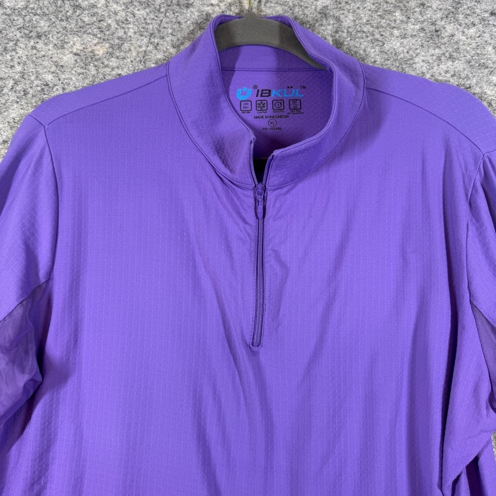 IBKUL Purple Quarter Zip Pullover XL UPF 50+ Golf Athletic Pickleball Top - Picture 3 of 16